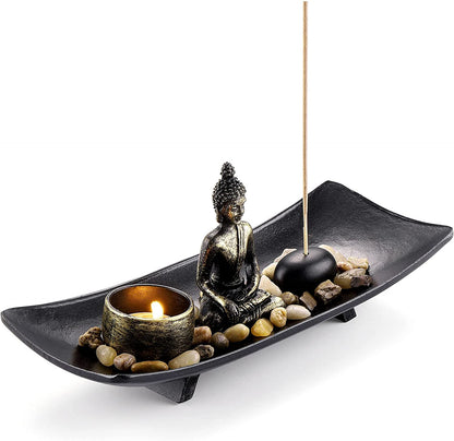 Stick Incense Holder Incense Burner Buddha Statue Tealight Candle Holder Zen Garden Meditation Home Living Room Desk Decor #1