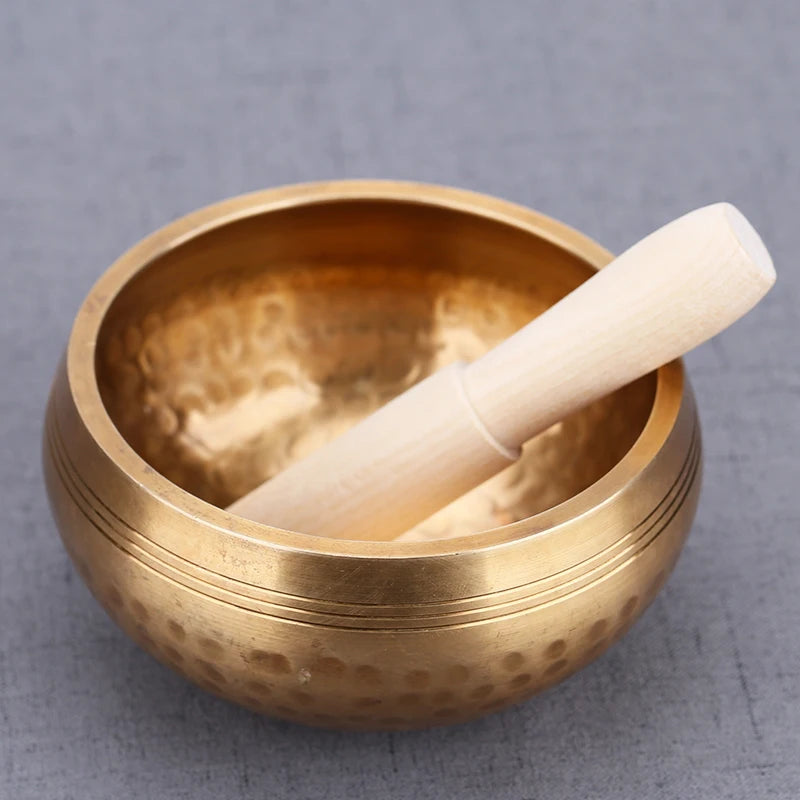 Nepal Handmade Tibet Buddha Sound Bowl Yoga Meditation Chanting Bowl Brass Chime Handicraft Music Therapy Tibetan Singing Bowl