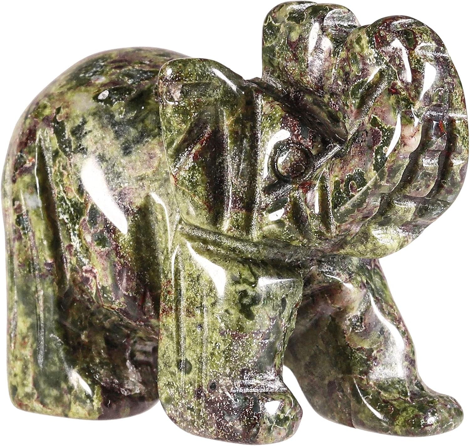 Dragon Bloodstone Crystal Elephant Statue Carved Sculpture Pocket Stone Figurines Decor Crafts 1.5 Inch