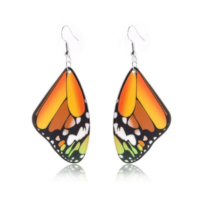 2021 New Acrylic Butterfly Wing Pendant Earrings Women Bohemian Jewelry Ear Hook Party Jewelry Gift