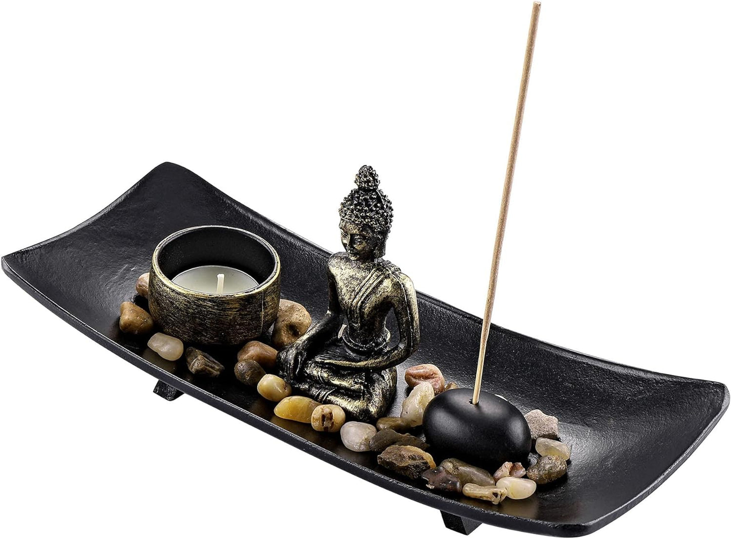 Stick Incense Holder Incense Burner Buddha Statue Tealight Candle Holder Zen Garden Meditation Home Living Room Desk Decor #1