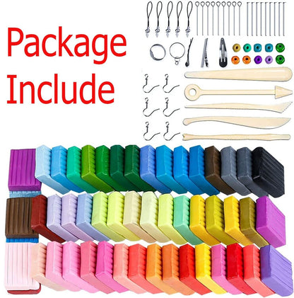 50 Colors Polymer Clay Starter Kit Oven Bake Modeling Clay W/ 19 Sculpting Tools