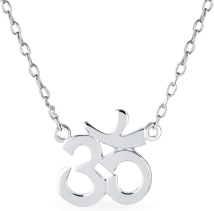 Sanskrit Symbol Yoga Spiritual Harmony Aum Om Ohm Pendant Necklace for Women 14K Gold Rose Plated .925 Sterling Silver