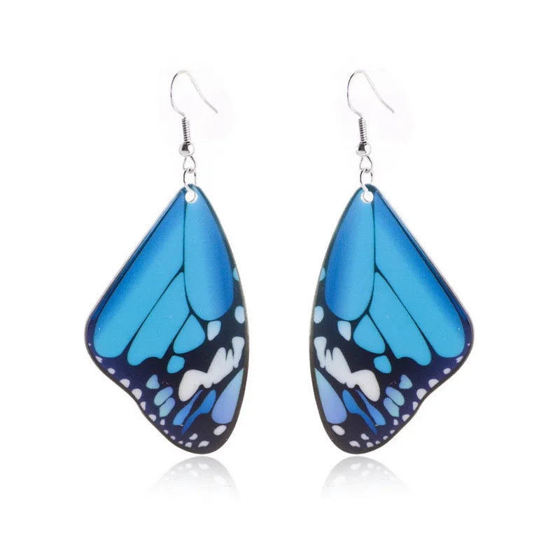 2021 New Acrylic Butterfly Wing Pendant Earrings Women Bohemian Jewelry Ear Hook Party Jewelry Gift