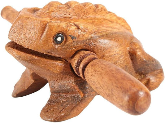 Wooden Frog, Thailand Traditional Craft Wooden Lucky Frog Croaking Musical Instrument for Home Office Decor(5.8Cm)