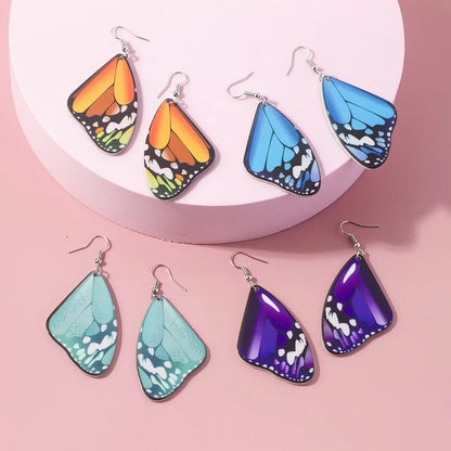 2021 New Acrylic Butterfly Wing Pendant Earrings Women Bohemian Jewelry Ear Hook Party Jewelry Gift