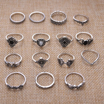 Trendy Boho Midi Knuckle Ring Set for Women Crystal Geometric Finger Rings Fashion Bohemian Jewelry