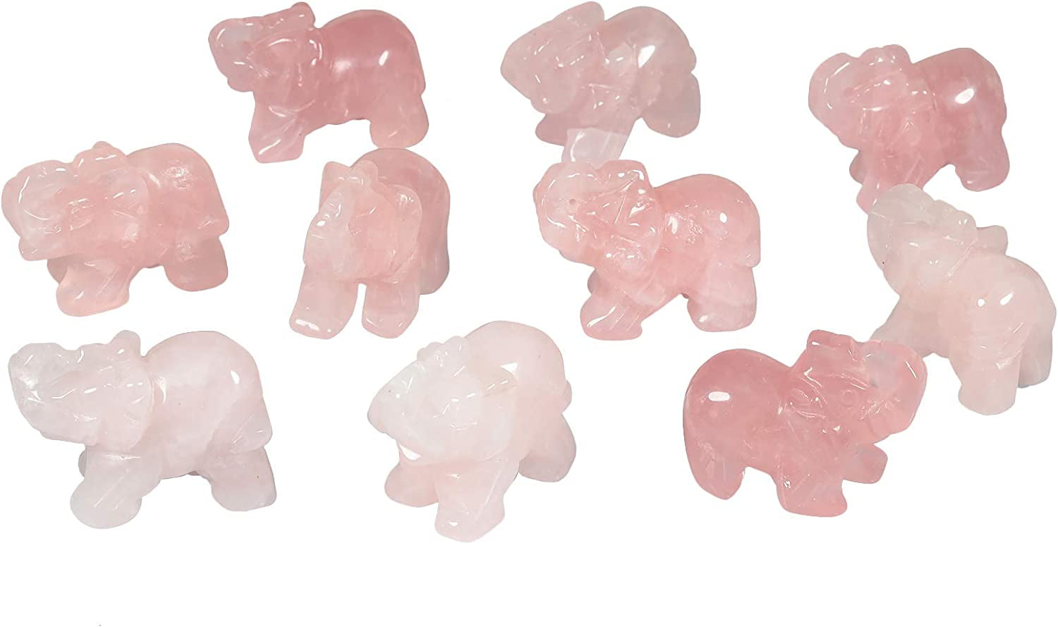 Rose Quartz Elephant Crystal Sculpture Statue Healing Reiki Pocket Gemstone Figurines Crafts 1.5 Inch