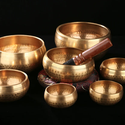 Nepal Handmade Tibet Buddha Sound Bowl Yoga Meditation Chanting Bowl Brass Chime Handicraft Music Therapy Tibetan Singing Bowl