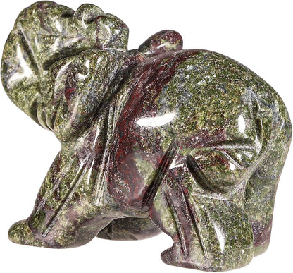 Dragon Bloodstone Crystal Elephant Statue Carved Sculpture Pocket Stone Figurines Decor Crafts 1.5 Inch