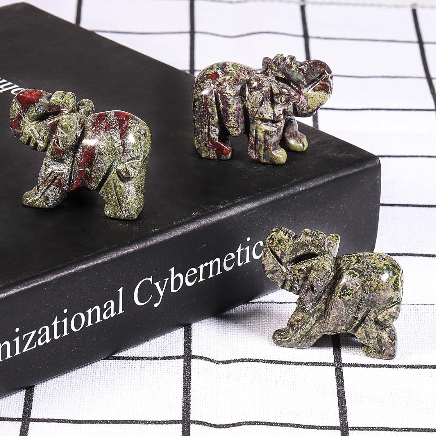 Dragon Bloodstone Crystal Elephant Statue Carved Sculpture Pocket Stone Figurines Decor Crafts 1.5 Inch