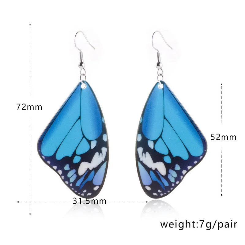 2021 New Acrylic Butterfly Wing Pendant Earrings Women Bohemian Jewelry Ear Hook Party Jewelry Gift