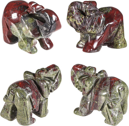 Dragon Bloodstone Crystal Elephant Statue Carved Sculpture Pocket Stone Figurines Decor Crafts 1.5 Inch