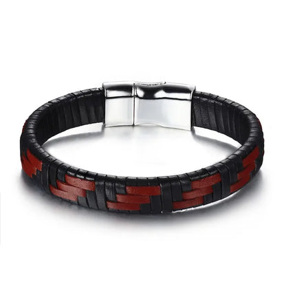 Wholesale Bracelets & Bangles Mens Gift Black Leather Braid Bracelet Knitted Magnetic Clasp Bracelet Men Jewelry