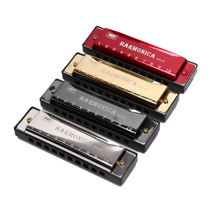 10 Holes Swan Harmonica Diatonic Blues Harp Woodwind Music Instrument Mouth Organ for Rock Country Folk Jazz Melodica