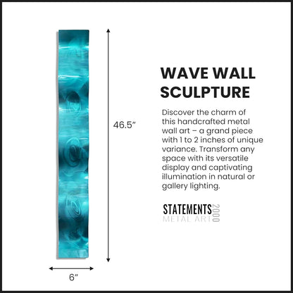 Essence of Simplicity SET of TWO 6" X 46" Aqua Waves Metal Wall Art Contemporary Abstract Sculpture, Timeless Appeal & Sophistication, Transform Your Space by Artist Jon Allen Statements 2000